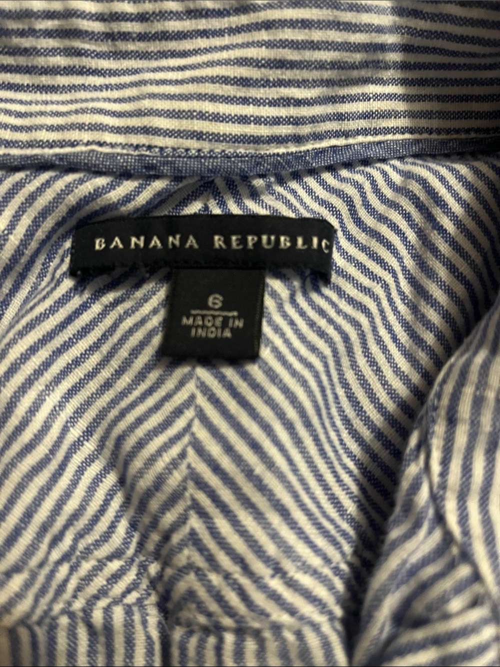 Banana Republic Blue & White striped linen button down blouse - Picture 7 of 8